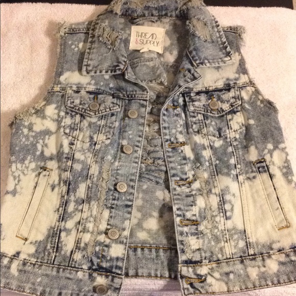 thread & supply Jackets & Blazers - Distressed edgy jean vest